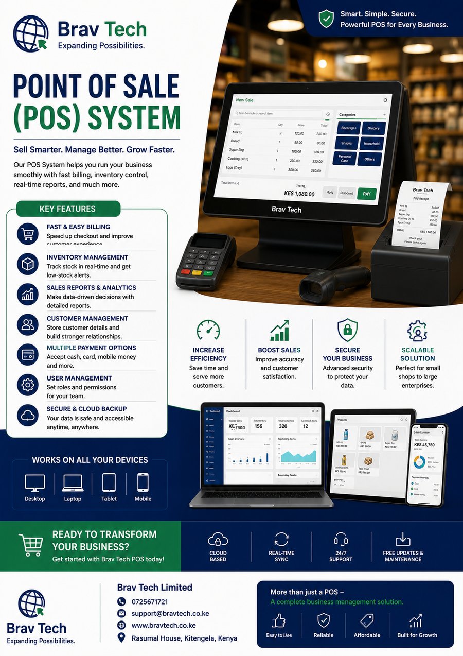 Point of Sale (POS) System — Brav Tech flyer